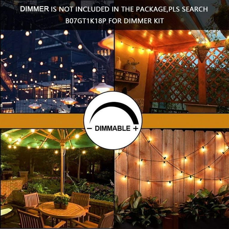 Outdoor String Lights, 48 FT S14 LED Patio Lights with 15 Plastic Edison,  Weatherproof Connectable Hanging Lights for Backyard Garden Cafe,Warm White