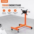 thumbnail image 2 of VEVOR Engine Stand, 750 lbs (3/8 Ton) Rotating Engine Motor Stand with 360 Degree Adjustable Head, Cast Iron Motor Hoist Dolly, 4-Caster, 4 Adjustable Arms, for Vehicle Maintenance, Auto Repair, 2 of 6
