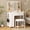 White: 31.5"New, variant on TOMNK Vanity Desk with Mirror Lights, 5 Drawers, Stool, Charging Station, Hooks & Hair Dryer Holder, White