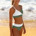 thumbnail image 6 of YTCAMLO High Waisted Teen Girls Bikini Sets 2 Piece Summer Cute Swim Suits Sports Color Block Bathing Suit High Cut Vacation Clothes, Army Green 9 Years, 6 of 8