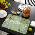 thumbnail image 3 of Happy Birthday Placemats Set of 4, Sage Green Modern Abstract Art Placemats for Dining Table, Place Mats for Kitchen Tabletop, Waterproof Wipeable Dining Table Mats Set, 3 of 9