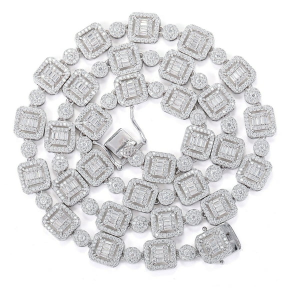 925 Sterling Silver Men Moissanite Necklace D Color VVS1 Clarity Lab Mixed Cut Diamond Necklace