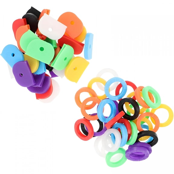 DESIGNICE 64Pcs Key Chain Key Ring Tags Key Caps Tags Key Caps Sleeve Car Key Ring Colorful Decor Silicone Key Cover Key Decor Simple Key Sleeve Key Color Covers Elasticity Rubber Cover Ring