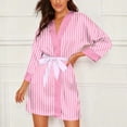 thumbnail image 2 of biudgviw Women's Robes Striped Short Bathrobe Casual Belted Housecoats Soft Lightweight V Neck Ladies Sleepwear S-XXL, 2 of 7