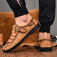 thumbnail image 5 of Mens Casual Leather Shoes Fashion Sneakers Lightweight Non-slip Loafers Outdoor Breathable Hiking Shoes Brown 8.5 US, 5 of 7
