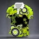 thumbnail image 5 of Ceisia Men's Slim Fit Short Sleeve Neon Star & Circle Print Turndown Collar Shirt Green S Gifts, 5 of 5