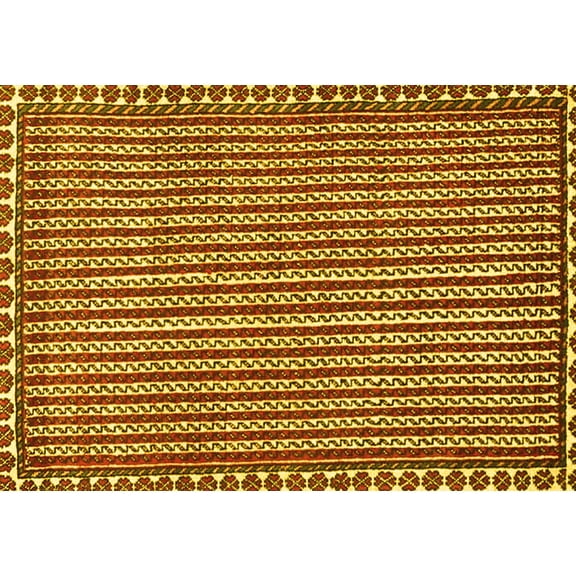 Ahgly Company Machine Washable Indoor Rectangle Southwestern Yellow Country Area Rugs, 5' x 7'