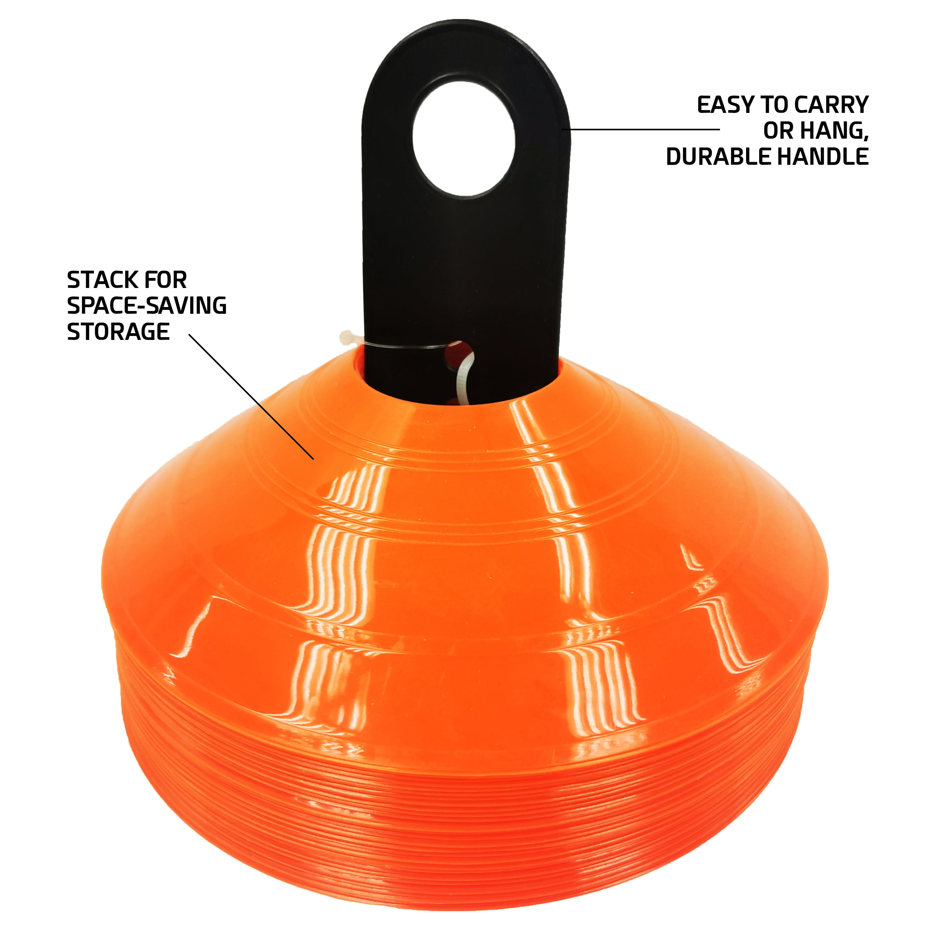 Athletic Works Orange Low-Profile Track and Field Training Cones, 50 Pack, Plastic