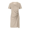 thumbnail image 4 of Admvng Womens Dress Casual Ruched Bodycon Dress Summer Asymmetrical Hem Cocktail Party Dress, 4 of 5
