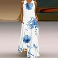 thumbnail image 3 of Mikilon Women Floral Summer Dress Casual Beach Dress Printed Tank Dress with Pockets Pleated Front Long Dress, 3 of 5