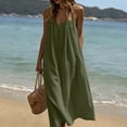 thumbnail image 4 of Kezqiaxn Flowy Dresses for Women 2026 Spaghetti Strap Sleeveless V-Neck Midi Dress Beach Sundress Plus Size Fashion, 4 of 8