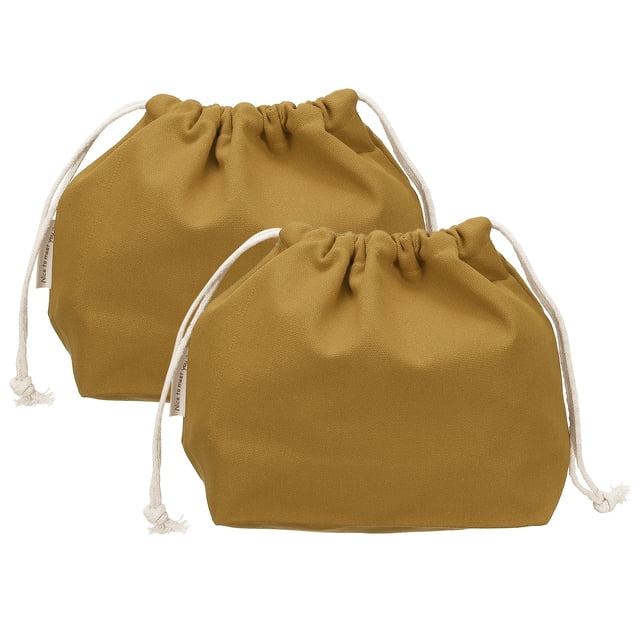 Uxcell 2 Pcs Bolsa de Maquillaje con Cordón, Bolsa Cosmética de Lona de 7.3" para Mujeres, Organizador de Artículos de Tocador para Viajes, Color Marrón