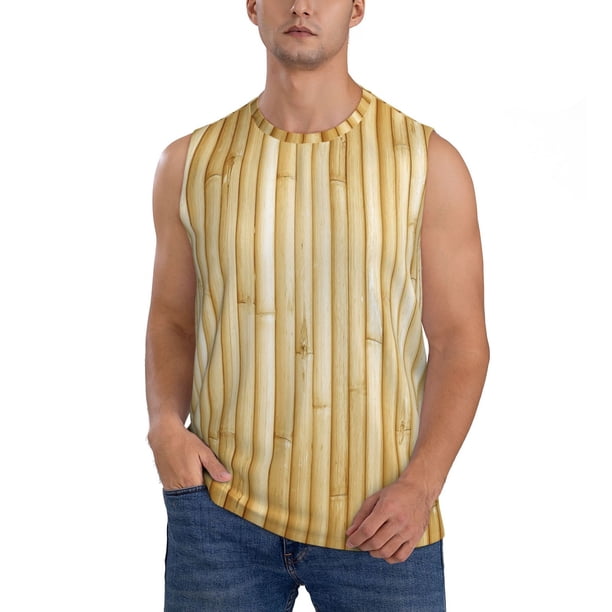 Balery Bamboo Wall Camisetas sin mangas para hombre, absorbe la humedad y protege contra el mal olor.-X-Large