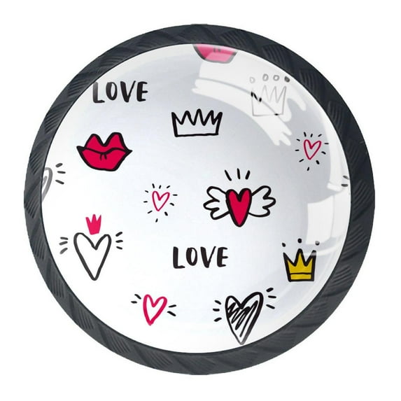 4 Pcs Heart Crown Princess Knobs for Kitchen Cabinet Cupboard Dresser Bookcase Drawer Pulls Handles Round Home Decor