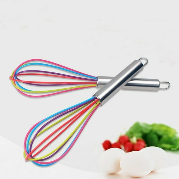 Cheers.US 2Pcs Kitchen Silicone Whisk Balloon Wire Whisk Set Egg Beater for Blending Whisking Beating Stirring Cooking Baking