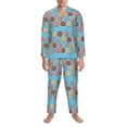 thumbnail image 3 of Fotbe Cute Donut Pattern Long Sleeve Pajama Set for Men,Sleepwear Set,2-piece Loungewear Set,Soft PJs Comfy Nightwear with Pockets-XX-Large, 3 of 7