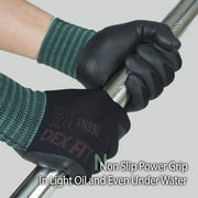 DEX FIT FN330 Black Multipurpose Nitrile Coated Work Gloves, Large, Firm Grip, Durable, 12 Pairs