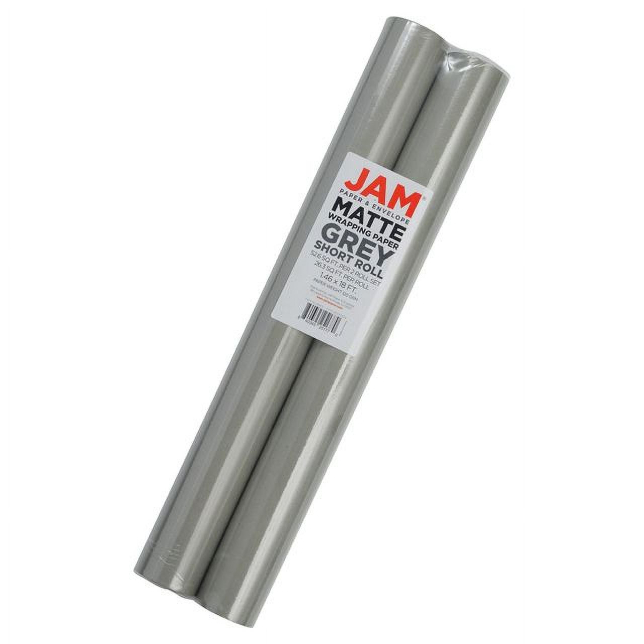 JAM Paper Matte Wrapping Paper, 52.6 Sq ft Total (17 in x 18 Ft Each), Grey, 2 Rolls