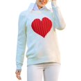 thumbnail image 1 of GHSDFBB Chandail à Manches Longues Col Rond Tricoté avec Cœur pour Femmes Juniors, Hauts d'Hiver, 1 of 6