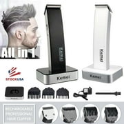 Kemei KM-619 Electric Hair Trimmer Rechargeable Shaver Cutting Machine Adult Child Cordless Hair Clipper Haircut-Black