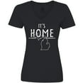 thumbnail image 3 of Inktastic It's Home- State  of Michigan Outline Distressed Text Women's V-Neck T-Shirt, 3 of 5
