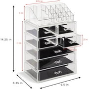 Acrylic Makeup Organizer with 7 Drawers & 16 Slots Jewelry Cosmetics Storage Box
