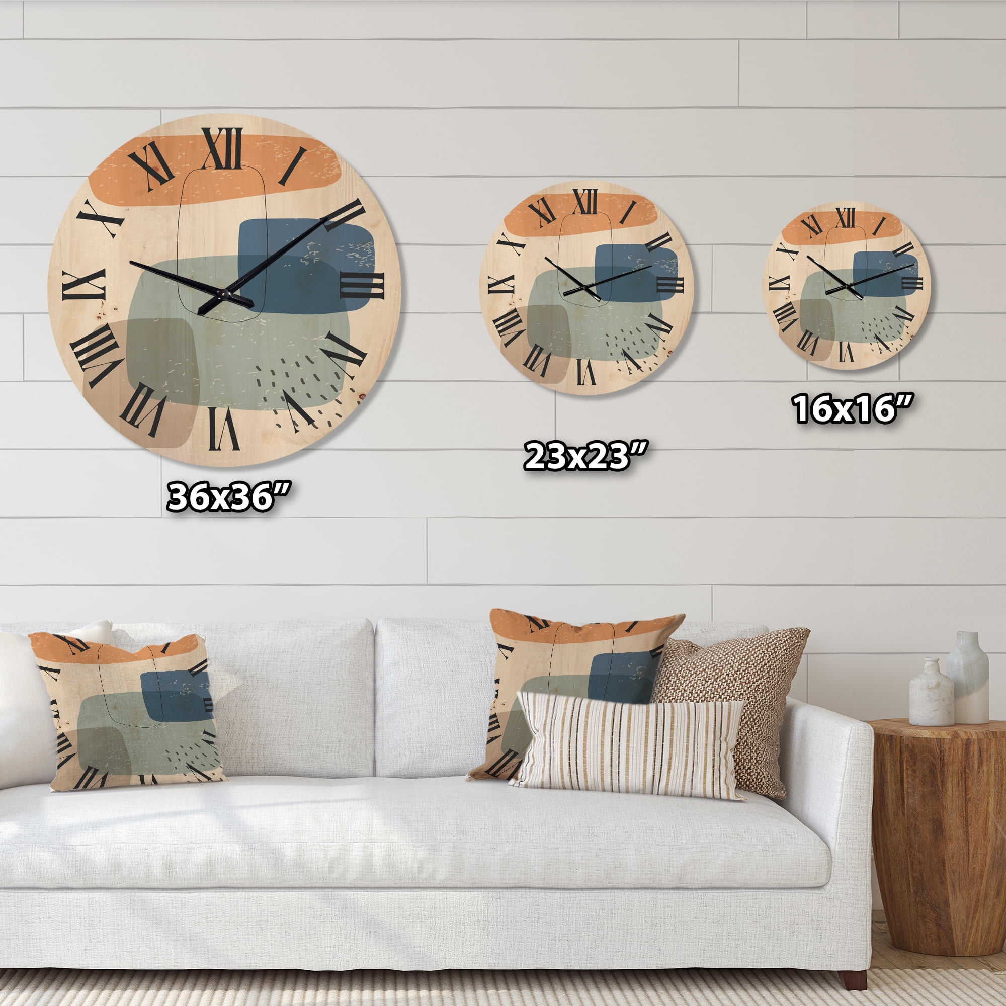 Designart 'Minimal Geometric and Elementary Organic Compostions XXXXXXXX' Modern Wood Wall Clock