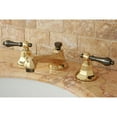 thumbnail image 2 of NS4466AL Water Onyx widespread lavatory faucet with brass pop-up drain, polished brass finish with black nickel trim, 2 of 6