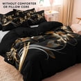 thumbnail image 2 of Orylavena Gold Floral Microfiber Duvet Cover Set, Reversible, Full, 2 of 7