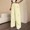 thumbnail image 2 of BAVIRRA Junior Women's Multi Pocket Wide Leg Cargo Sweatpants, Drawstring Waist Heather Knit Casual Pants, 2 of 5