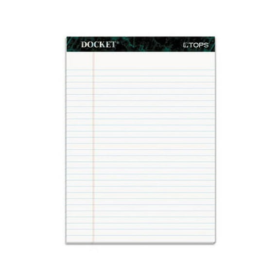 Docket Ruled Perforated Pads Wide/Legal Rule, 8.5 x 11.75, White, 50 Sheets, 12/Pack