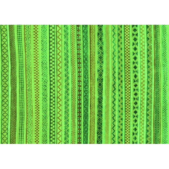 Ahgly Company Indoor Rectangle Abstract Green Modern Area Rugs, 2' x 5'
