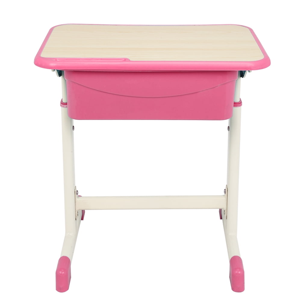 Lowestbest Kids Desk and Chair Set, Kids Table Set, Children Simple Table Desk Sets, Height Adjustable Ergonomic Children's School Workstation with Storage Drawer, Pink Lowestbest Kids Desk and Chair Set, Kids Table Set, Children Simple Table Desk Sets, Height Adjustable Ergonomic Children's School Workstation with Storage Drawer, Pink