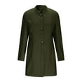 thumbnail image 5 of ClodeEU Women's Collarless Single Breasted Mid Long Pea Coats ,Long Sleeve Wool Blend Loose Coat Army Green,Womens Plus S, 5 of 8
