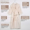 thumbnail image 3 of BNM Waffle Weave Cotton Unisex Adult Bath Robe, Cream, Medium, 3 of 9
