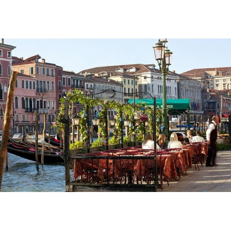 Tables Outside Restaurant by Grand Canal, Venice, Italy Print Wall Art By Peter