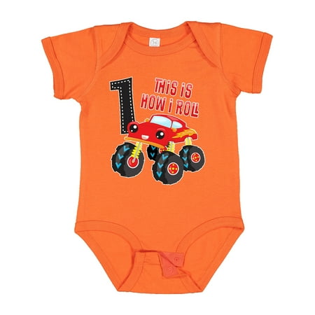 

Inktastic Monster Truck How I Roll 1st Birthday Gift Baby Boy Bodysuit