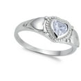 thumbnail image 4 of CHOOSE YOUR COLOR Sterling Silver Women's White CZ Pretty Heart Ring 925 Band 9mm Female Size 8, 4 of 4
