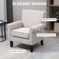 thumbnail image 4 of HOMCOM Chaise d'Appoint Rembourrée avec Accoudoirs Roulés et Pieds en Bois, Gris, 4 of 10