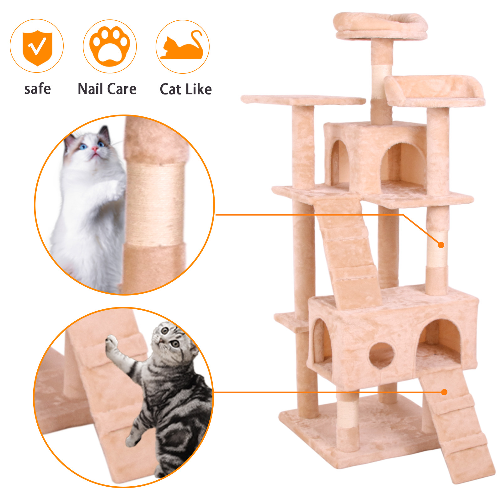 Cat Climbing Frame Covered Scratching Posts Cat Tree Pet Furniture