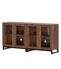 Modern TV Stand with Glass Doors, Entertainment Center TV Console with Adjustable Shelves, Media Storage Furniture up to 70 Inch TVs, Suitable for Living Room,Brown