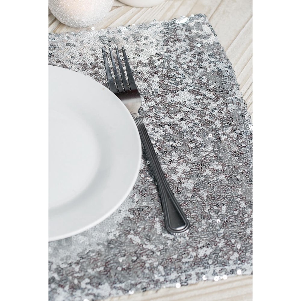 Silver Sequin Placemats 17x12 inches