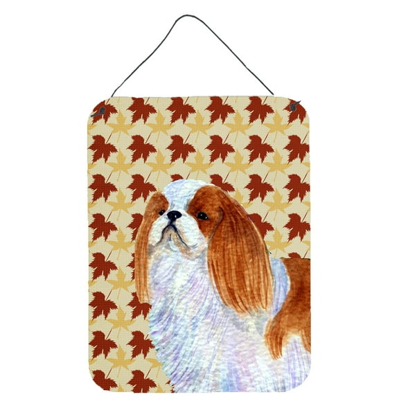 English Toy Spaniel Fall Leaves Portrait Wall or Door Hanging Prints