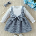 thumbnail image 2 of Little Girl Dresses Long Sleeve Ruffle Layered Cute Bow Princess Dress with Headband Birthday Party Dresses Grey,2-3Y, 2 of 5