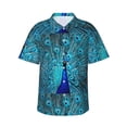 thumbnail image 1 of Fotbe Beautiful Blue Peacock Camisa Hawaiana para Hombre Unisex – Camisa Casual de Verano con Botones de Manga Corta de Algodón y Lino,Medium, 1 of 7