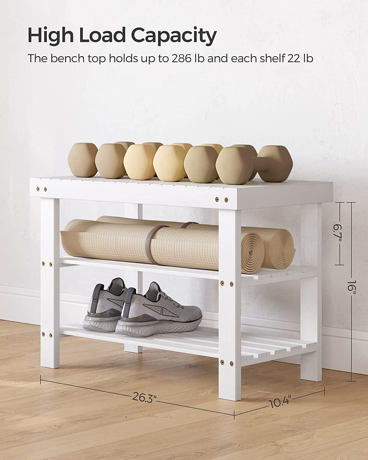 SONGMICS Shoe Rack Bench,Shoe Shelf, Space-Saving, 3-Tier Bamboo Shoe  Storage Organizer, Entryway Bench, Holds Up to 286 lb, for Entryway  Bathroom Bedroom, Khaki, Gray, Coffee Brown, Black, White, Brown