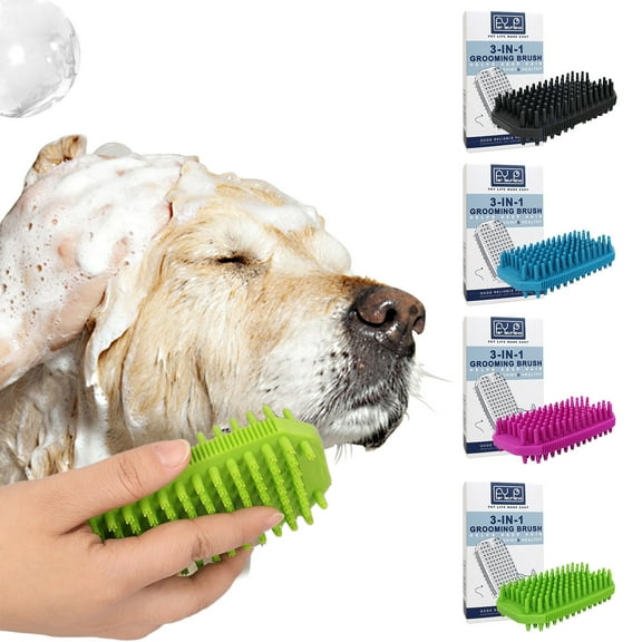 OEFNTAC Pet Grooming Brush Pet Rubber Shampoo Brush 4.9x2.9x1.2in Massager for Long Short Hair Dogs Cats Shower Grooming Tool Bath Time