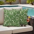 thumbnail image 4 of Green Spring Floral Outdoor Waterproof Pillow Covers, Pastoral Flower Abstract Art Decorative Square Throw Pillowcase Sofa Cushion Sham for Patio/Couch/Chair, 26"x26" 2 Pack, 4 of 8