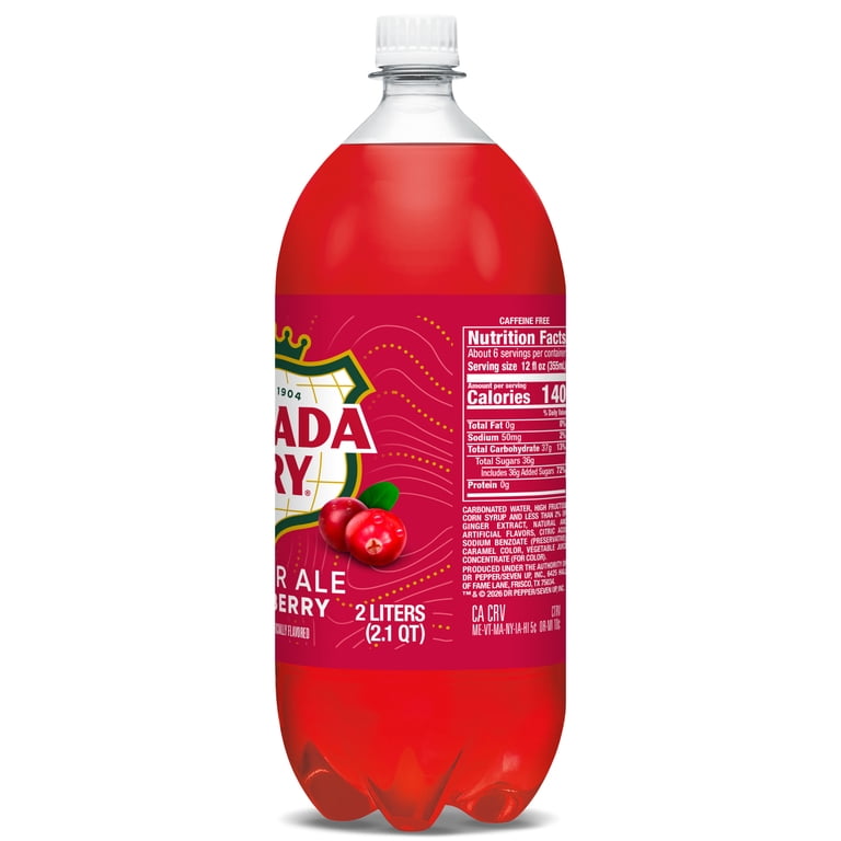 Canada Dry Cranberry Ginger Ale, 2L Bottle, Carbonated Soda