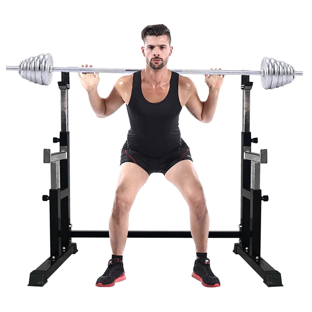 Details about   Adjustable Sturdy Squat Rack Bench Press Weight Lifting Barbell Stand Home Gym 